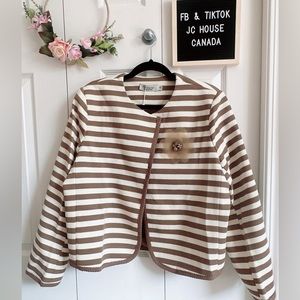 NWT brown and white stripes jacket